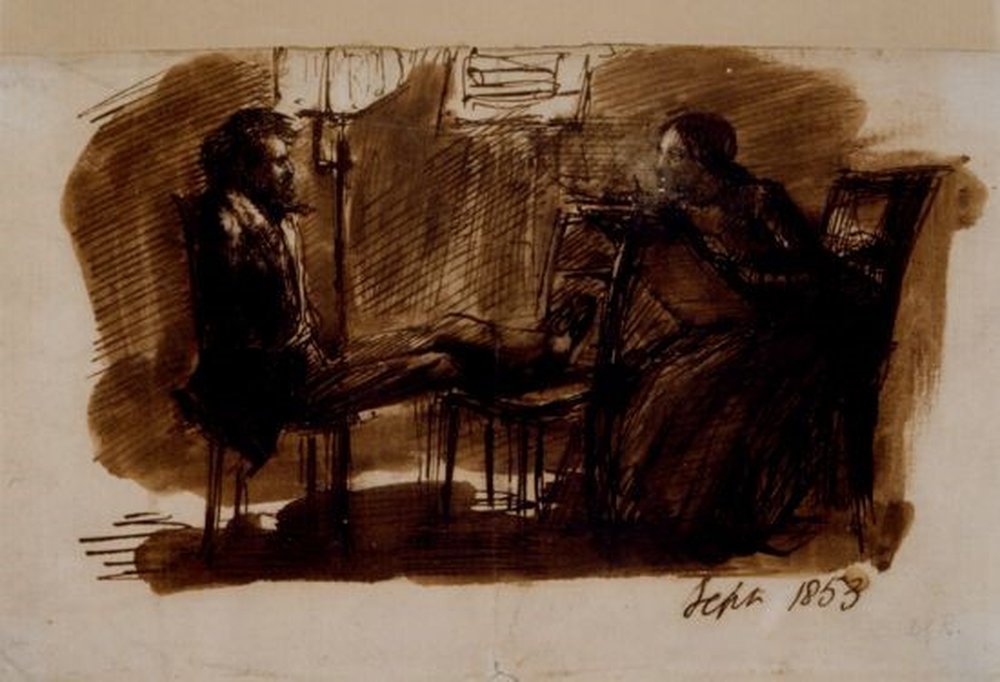 Modellikten Ressamlığa, Elizabeth Siddal’ın Trajik Öyküsü Dante Gabriel Rossetti Elizabeth Siddala poz verirken 1853 min