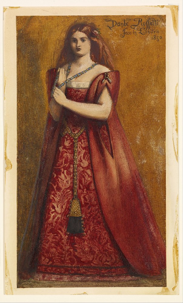 Dante Gabriel Rossetti Rosso Vestita Kirmizi Giyimli 1850 min