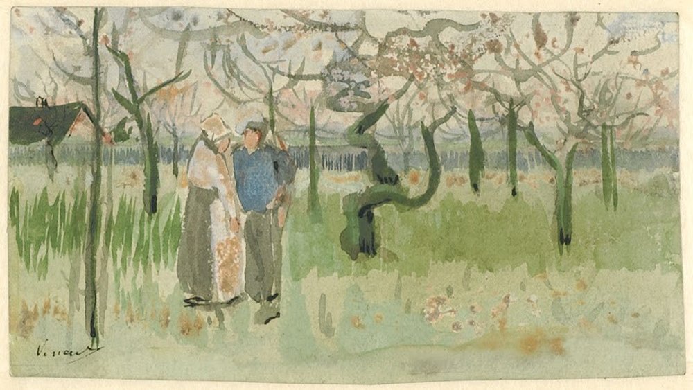 Van Gogh’un Umutsuz Aşkları Iki Figurle Cicek Acan Meyve Bahcesi min