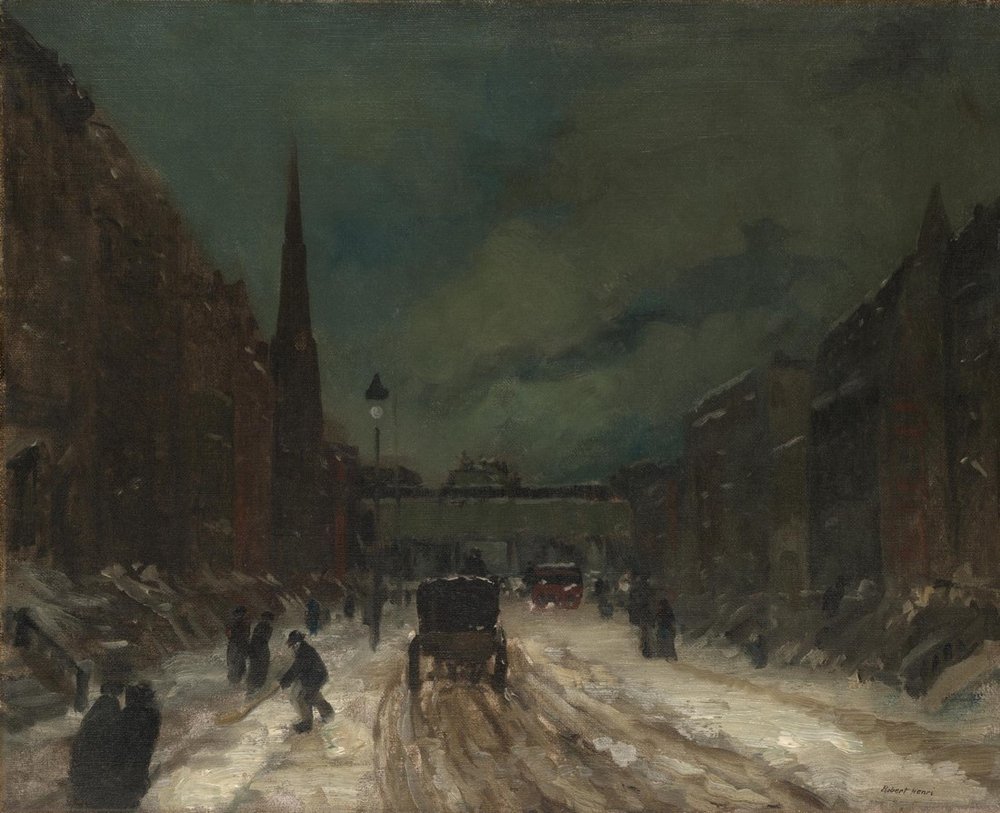 Kent Yaşamının Gerçekçi Ressamları: Ashcan Okulu ve Sekizli Robert Henri Karli Sokak Manzarasi 57. Cadde NYC. 1902 Yale Universitesi Sanat Galerisi min